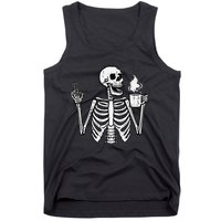 Halloween Skeleton Coffee Peace Funny Costume Tank Top