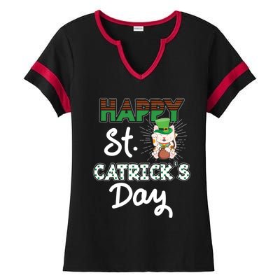 Happy St Catrick's Day Saint Patrick's Adorable Kitty Lover Cute Gift Ladies Halftime Notch Neck Tee