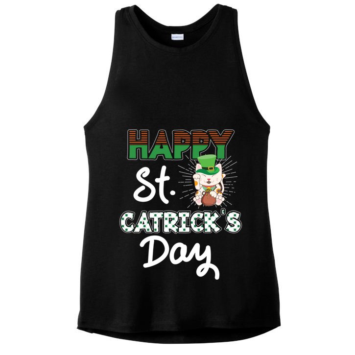 Happy St Catrick's Day Saint Patrick's Adorable Kitty Lover Cute Gift Ladies PosiCharge Tri-Blend Wicking Tank