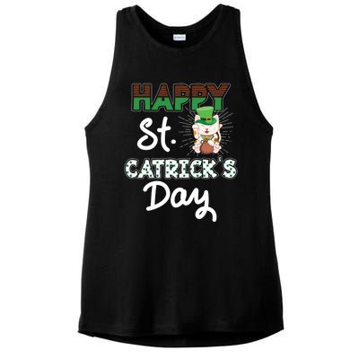 Happy St Catrick's Day Saint Patrick's Adorable Kitty Lover Cute Gift Ladies PosiCharge Tri-Blend Wicking Tank