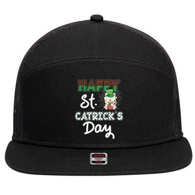 Happy St Catrick's Day Saint Patrick's Adorable Kitty Lover Cute Gift 7 Panel Mesh Trucker Snapback Hat