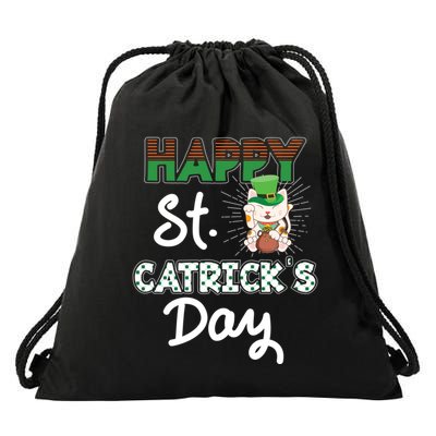 Happy St Catrick's Day Saint Patrick's Adorable Kitty Lover Cute Gift Drawstring Bag