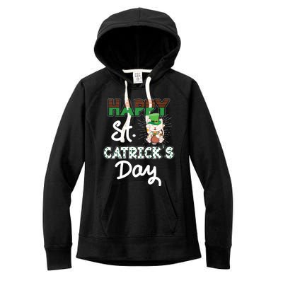 Happy St Catrick's Day Saint Patrick's Adorable Kitty Lover Cute Gift Women's Fleece Hoodie