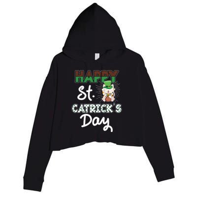 Happy St Catrick's Day Saint Patrick's Adorable Kitty Lover Cute Gift Crop Fleece Hoodie