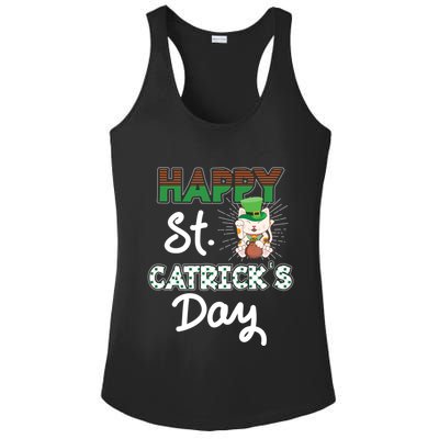 Happy St Catrick's Day Saint Patrick's Adorable Kitty Lover Cute Gift Ladies PosiCharge Competitor Racerback Tank
