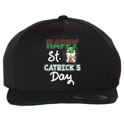 Happy St Catrick's Day Saint Patrick's Adorable Kitty Lover Cute Gift Wool Snapback Cap