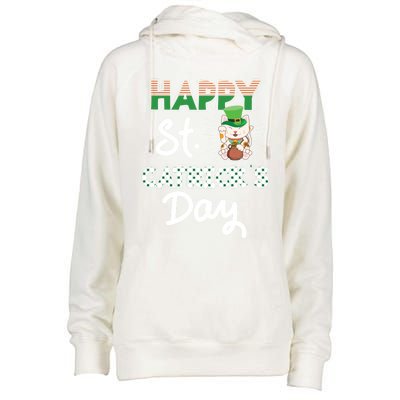 Happy St Catrick's Day Saint Patrick's Adorable Kitty Lover Cute Gift Womens Funnel Neck Pullover Hood