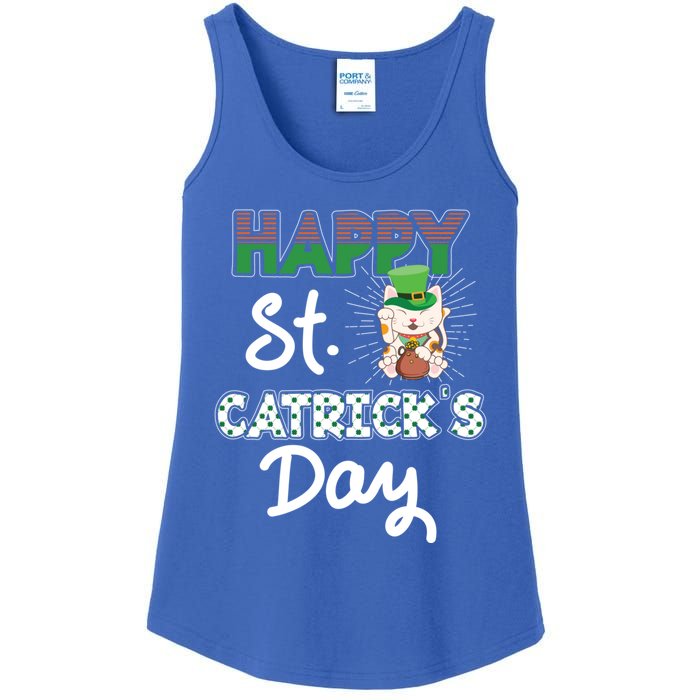 Happy St Catrick's Day Saint Patrick's Adorable Kitty Lover Cute Gift Ladies Essential Tank