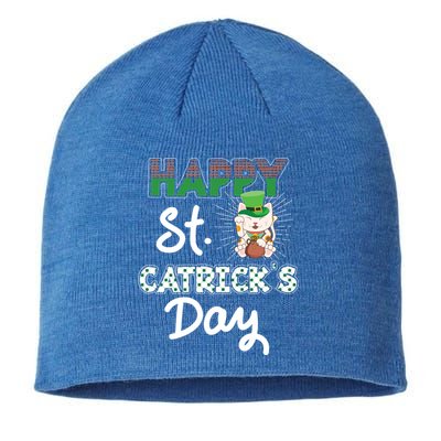 Happy St Catrick's Day Saint Patrick's Adorable Kitty Lover Cute Gift Sustainable Beanie