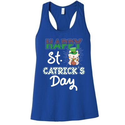 Happy St Catrick's Day Saint Patrick's Adorable Kitty Lover Cute Gift Women's Racerback Tank