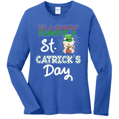 Happy St Catrick's Day Saint Patrick's Adorable Kitty Lover Cute Gift Ladies Long Sleeve Shirt