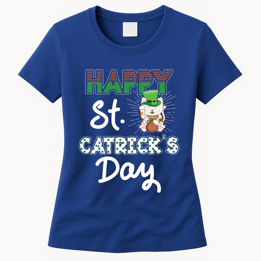 Happy St Catrick's Day Saint Patrick's Adorable Kitty Lover Cute Gift Womens T-Shirt