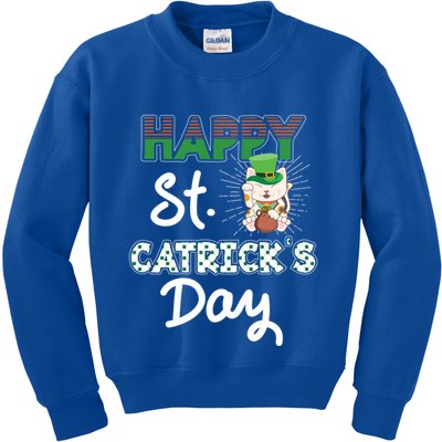 Happy St Catrick's Day Saint Patrick's Adorable Kitty Lover Cute Gift Kids Sweatshirt