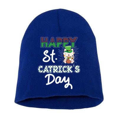 Happy St Catrick's Day Saint Patrick's Adorable Kitty Lover Cute Gift Short Acrylic Beanie