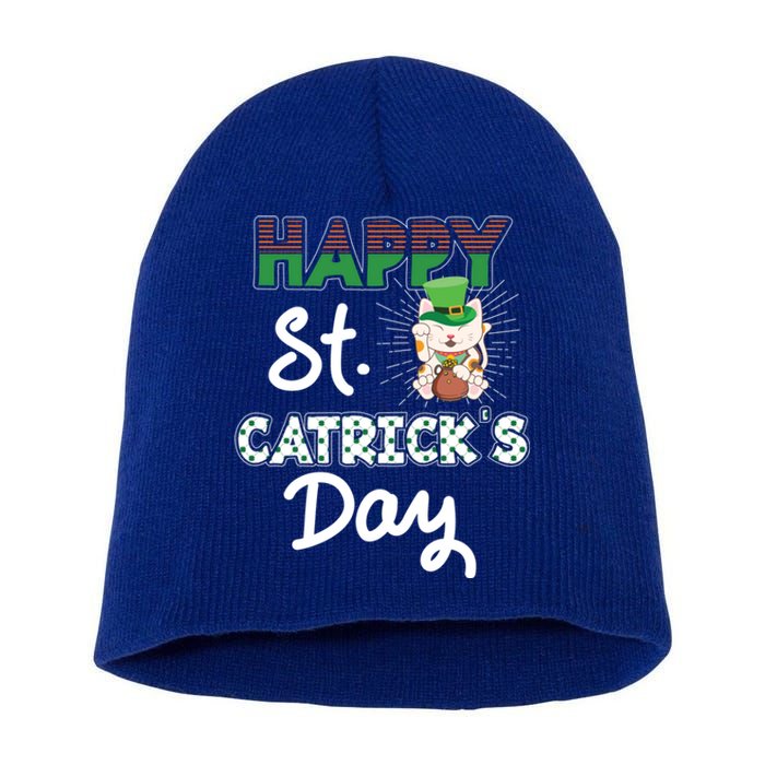 Happy St Catrick's Day Saint Patrick's Adorable Kitty Lover Cute Gift Short Acrylic Beanie