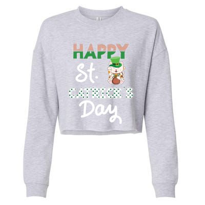 Happy St Catrick's Day Saint Patrick's Adorable Kitty Lover Cute Gift Cropped Pullover Crew