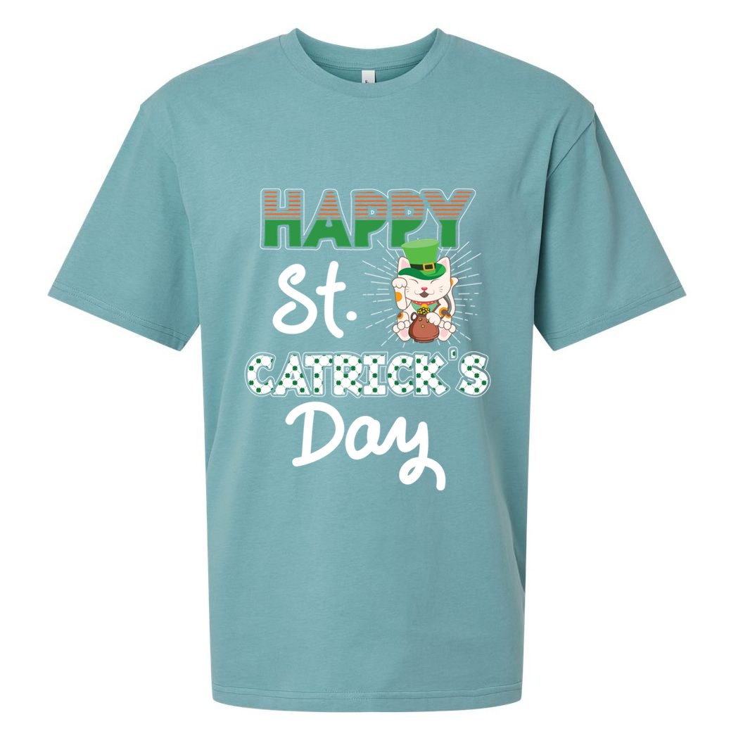 Happy St Catrick's Day Saint Patrick's Adorable Kitty Lover Cute Gift Sueded Cloud Jersey T-Shirt