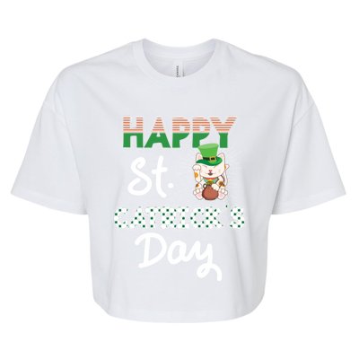 Happy St Catrick's Day Saint Patrick's Adorable Kitty Lover Cute Gift Bella+Canvas Jersey Crop Tee