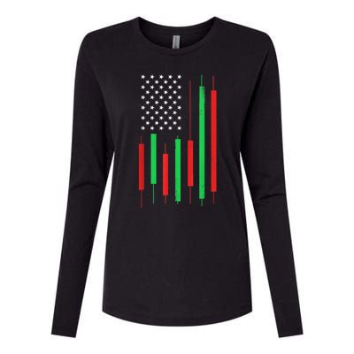 HODLn Stock Chart American Flag Funny Stock Trader Womens Cotton Relaxed Long Sleeve T-Shirt