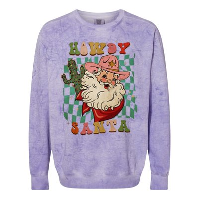 Howdy Santa Christmas Cowboy Santa Xmas Costume Colorblast Crewneck Sweatshirt