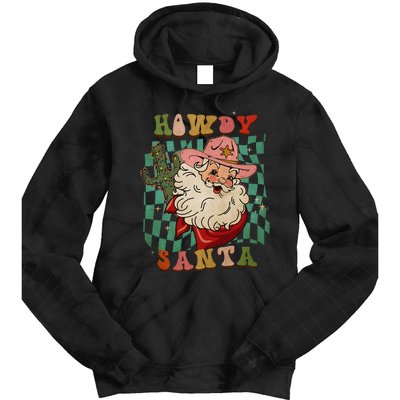 Howdy Santa Christmas Cowboy Santa Xmas Costume Tie Dye Hoodie