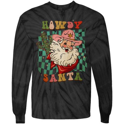 Howdy Santa Christmas Cowboy Santa Xmas Costume Tie-Dye Long Sleeve Shirt