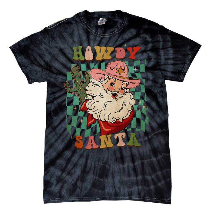 Howdy Santa Christmas Cowboy Santa Xmas Costume Tie-Dye T-Shirt