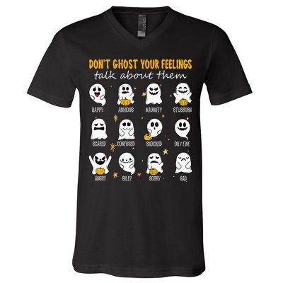 Halloween School Counselor DonT Ghost Your Feeling Teacher V-Neck T-Shirt