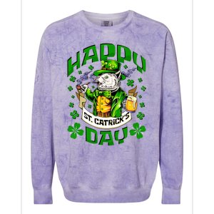 Happy St Catrick's Day Cat St Patricks Day Meaningful Gift Colorblast Crewneck Sweatshirt