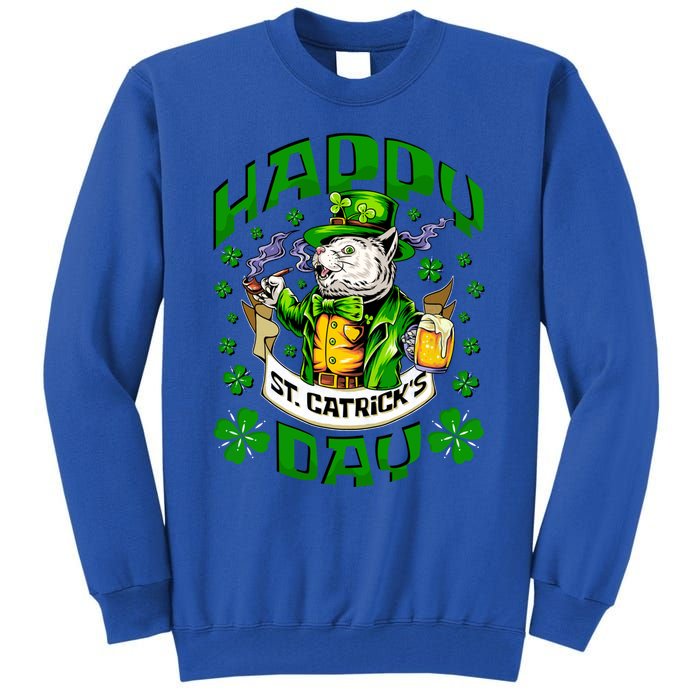 Happy St Catrick's Day Cat St Patricks Day Meaningful Gift Tall Sweatshirt