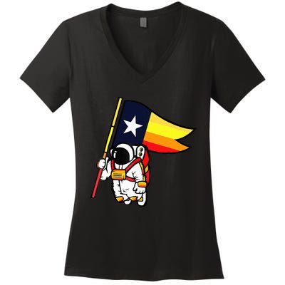 Houston Space City Astronaut Women's V-Neck T-Shirt