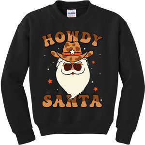 Howdy Santa Cowboy Groovy Retro Christmas Xmas Kids Sweatshirt