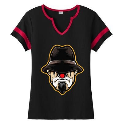 Halloween Scary Clown Cholo Gangster Ladies Halftime Notch Neck Tee