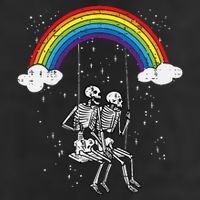 Halloween Skeletons Couple Rainbow Swing Costume 7 Panel Mesh Trucker Snapback Hat