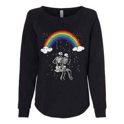 Halloween Skeletons Couple Rainbow Swing Costume Womens California Wash Sweatshirt