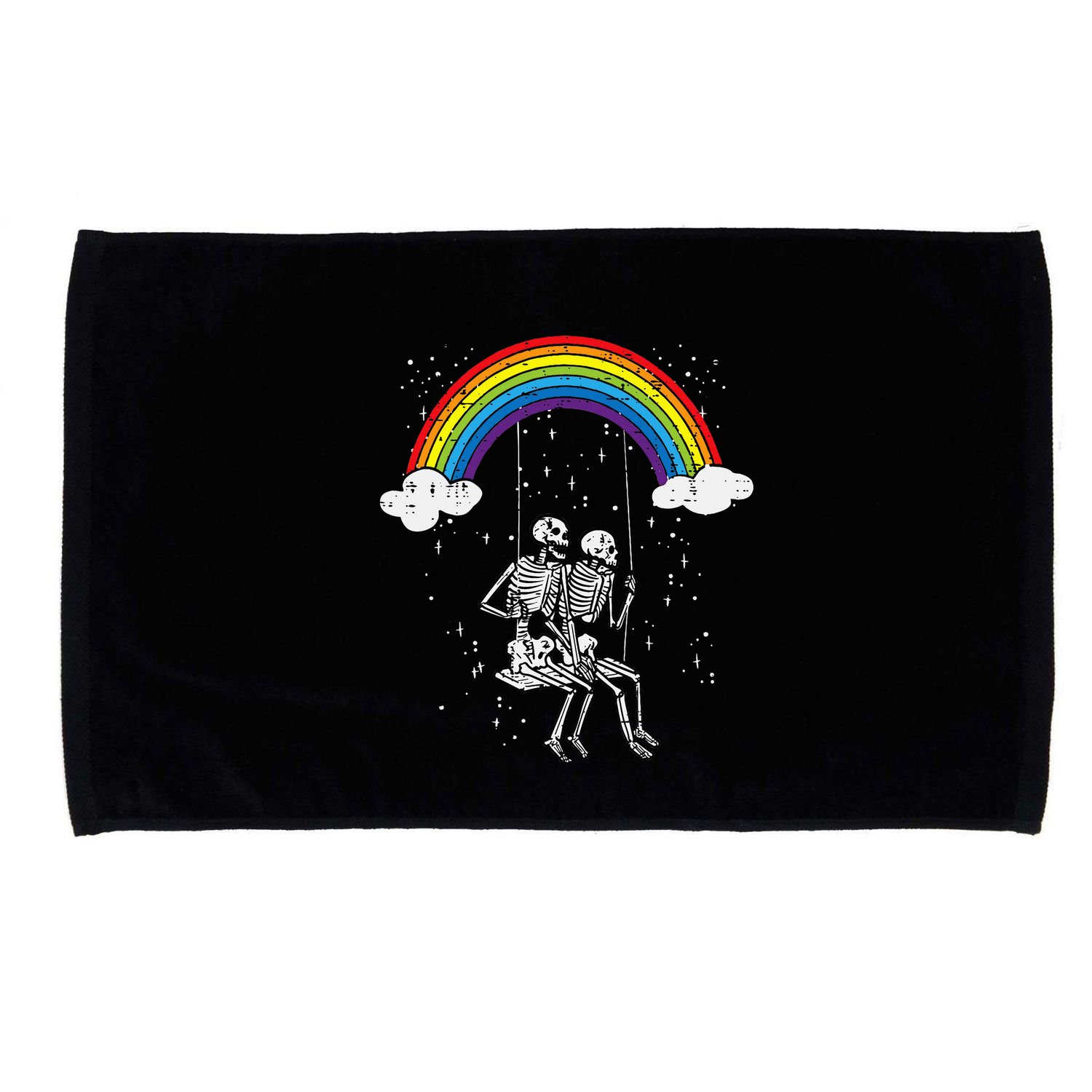 Halloween Skeletons Couple Rainbow Swing Costume Microfiber Hand Towel