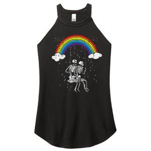 Halloween Skeletons Couple Rainbow Swing Costume Women’s Perfect Tri Rocker Tank