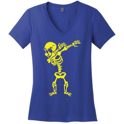 Halloween Skeleton Costumes Design Dab Dabbing Great Gift Women's V-Neck T-Shirt