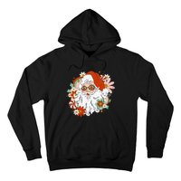 Hippie Santa Claus Floral Peace Sign Retro Christmas Hoodie