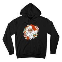 Hippie Santa Claus Floral Peace Sign Retro Christmas Tall Hoodie