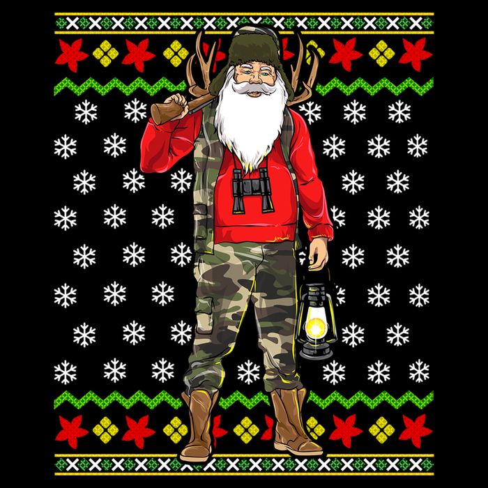 Hunter Santa Claus Hunting Ugly Christmas Sweater Pattern Gift Sustainable Bucket Hat