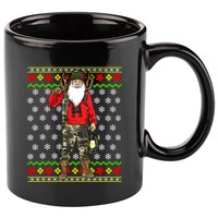 Hunter Santa Claus Hunting Ugly Christmas Sweater Pattern Gift 11oz C Handle Ceramic Mug