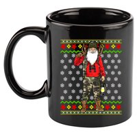 Hunter Santa Claus Hunting Ugly Christmas Sweater Pattern Gift 11oz C Handle Ceramic Mug