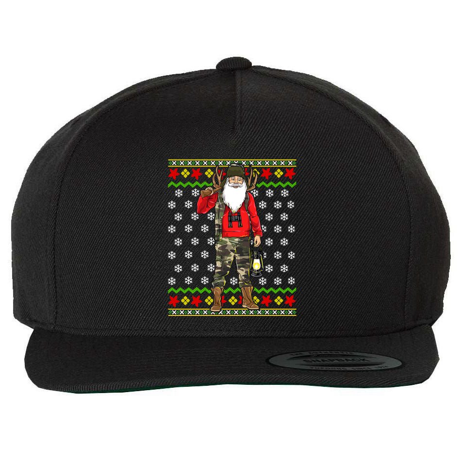 Hunter Santa Claus Hunting Ugly Christmas Sweater Pattern Gift Wool Snapback Cap