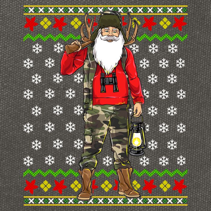 Hunter Santa Claus Hunting Ugly Christmas Sweater Pattern Gift Cotton Canvas Backpack