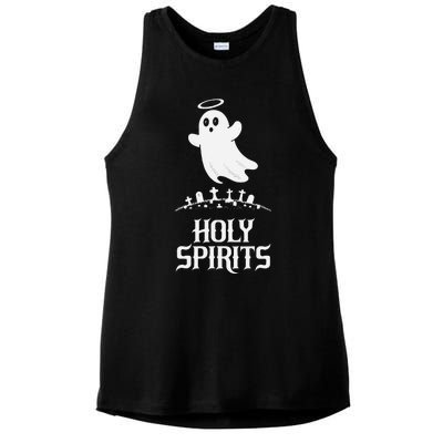 Holy Spirits Cute Ghost Design For Halloween Fun Ladies PosiCharge Tri-Blend Wicking Tank