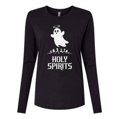 Holy Spirits Cute Ghost Design For Halloween Fun Womens Cotton Relaxed Long Sleeve T-Shirt