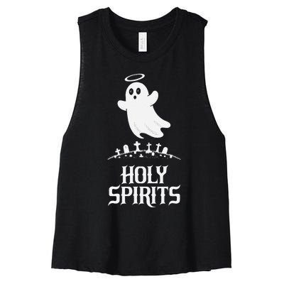 Holy Spirits Cute Ghost Design For Halloween Fun Women's Racerback Cropped Tank