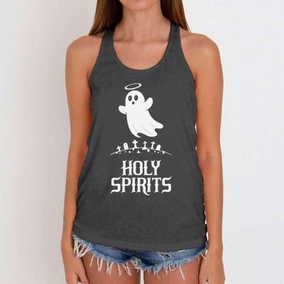 Holy Spirits Cute Ghost Design For Halloween Fun Women's Knotted Racerback Tank