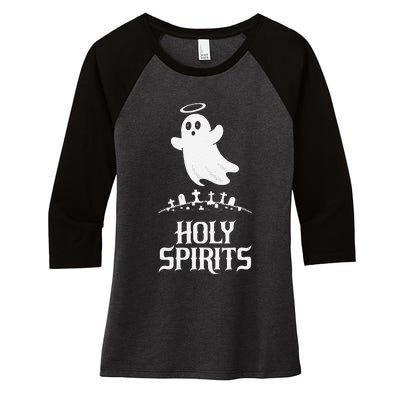 Holy Spirits Cute Ghost Design For Halloween Fun Women's Tri-Blend 3/4-Sleeve Raglan Shirt